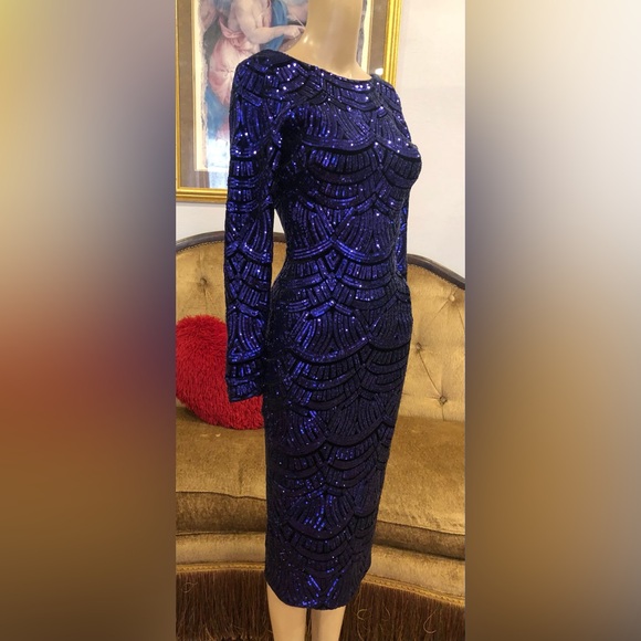 Dress the population purple sequin dress, knee length, XS excellent - Picture 1 of 10